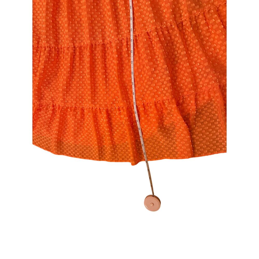 Alice & Olivia Minka Tie-Front Tiered Maxi Dress Orange V-Neck Keyhole - - Picture 5 of 8